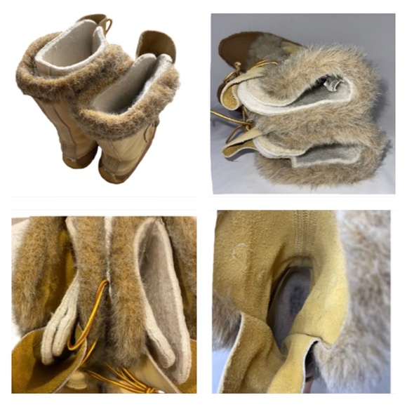 Vintage Sorel Nanook Leather Fur Winter Snow Boots, Sz 8 - Picture 9 of 12